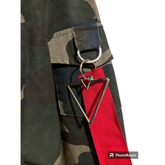 SZS Hooded Camo Jacket XL Canvas Oversized Gorpcore Graphic Print Spellout - Picture 6 of 13